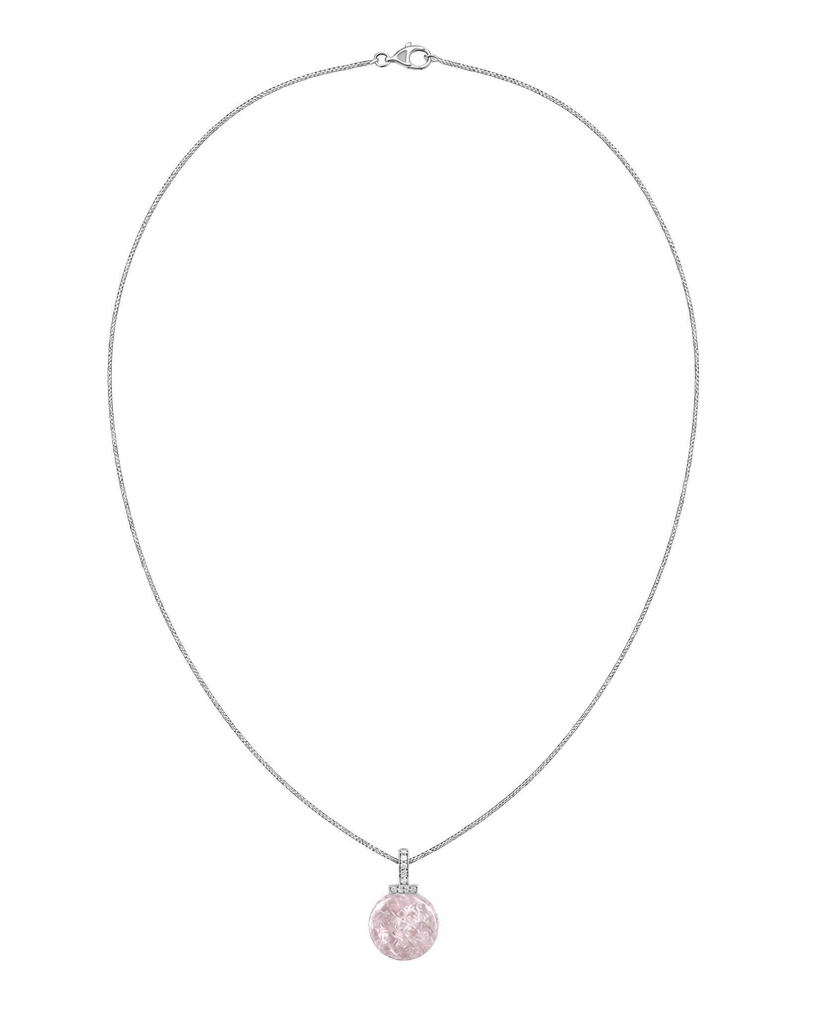 Snow Phantom Quartz interchangeable pendant necklace, full necklace transparent view