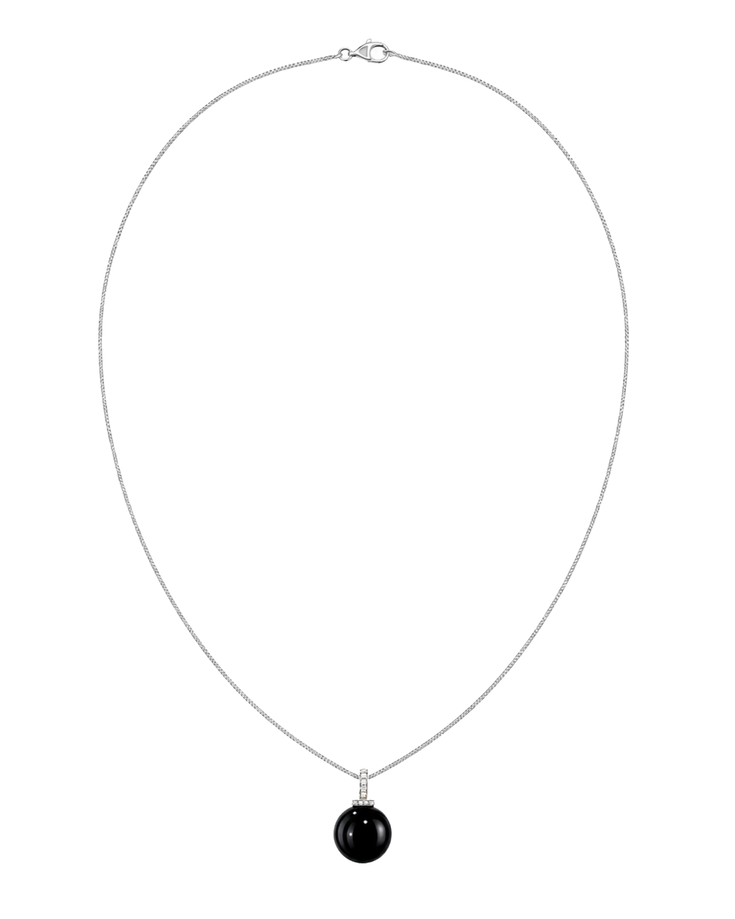 Black Obsidian interchangeable pendant necklace, full necklace transparent view