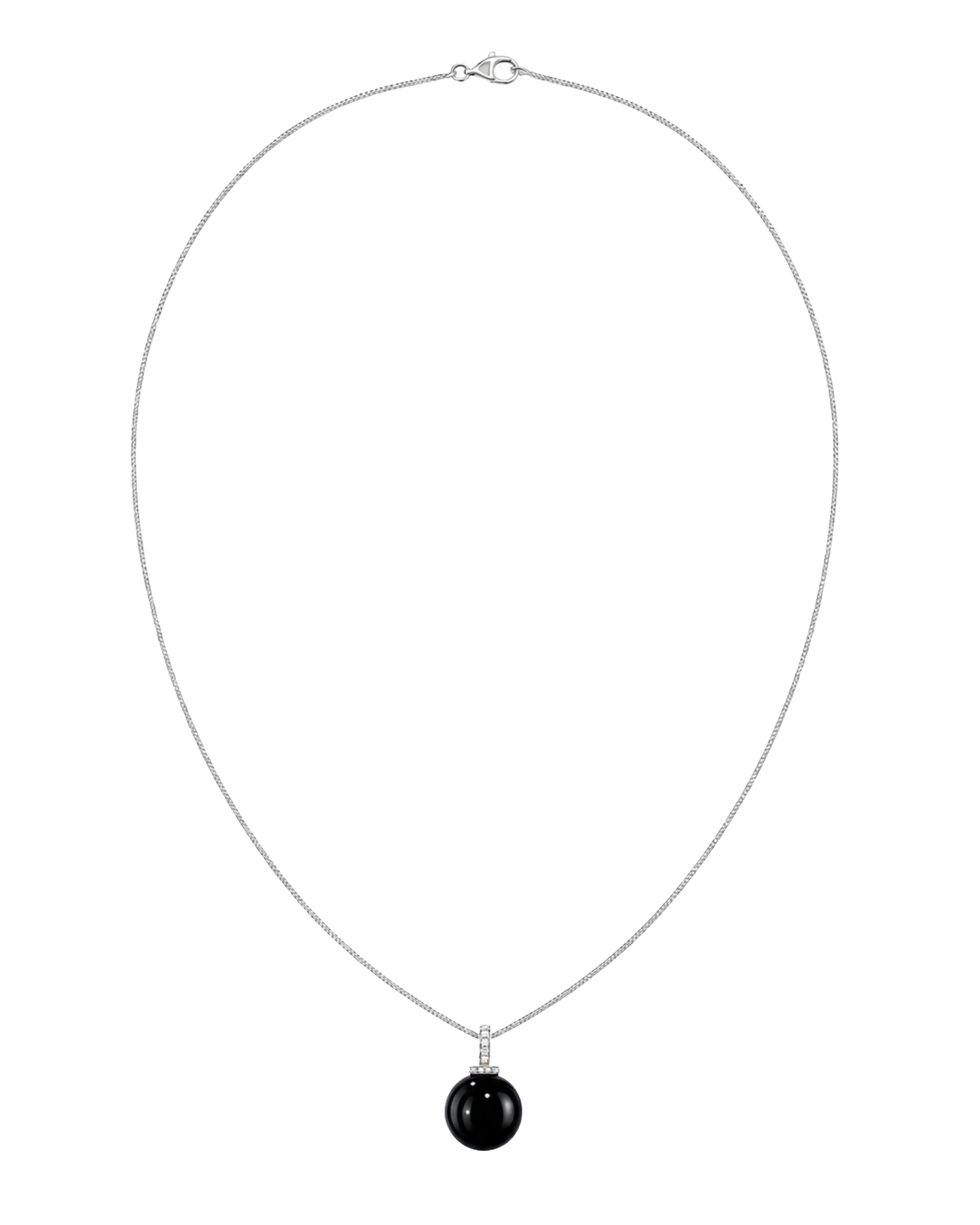 Black Obsidian interchangeable pendant necklace, full necklace transparent view