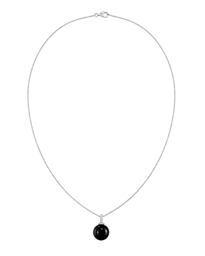 Black Obsidian interchangeable pendant necklace, full necklace transparent view