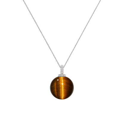 Yellow Tiger’s Eye interchangeable pendant necklace, white-background product view