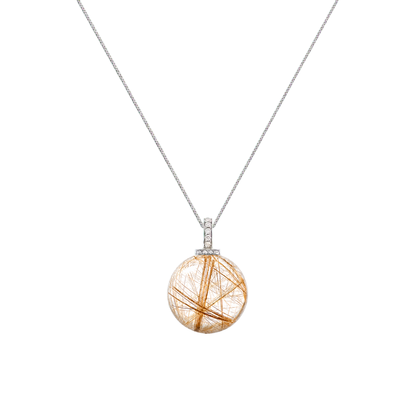 Golden Rutilated Quartz interchangeable pendant necklace, white-background product view