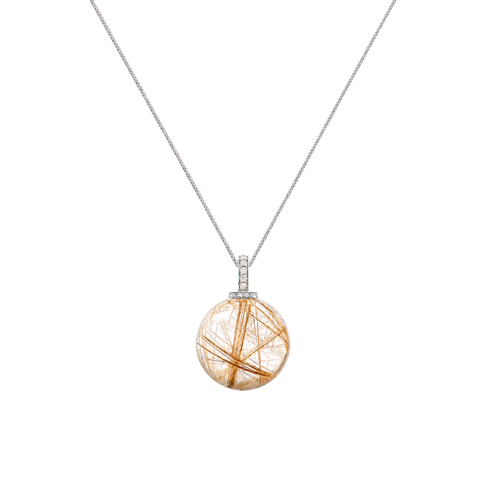 Golden Rutilated Quartz interchangeable pendant necklace, white-background product view