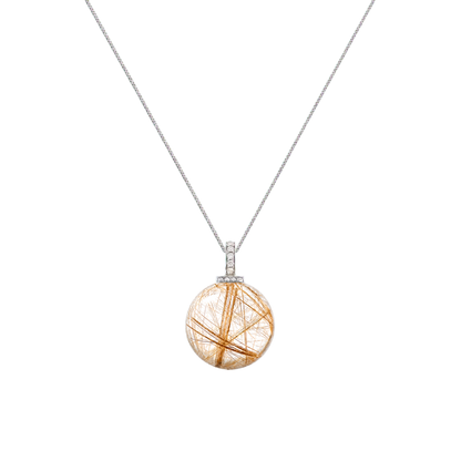 Golden Rutilated Quartz interchangeable pendant necklace, white-background product view
