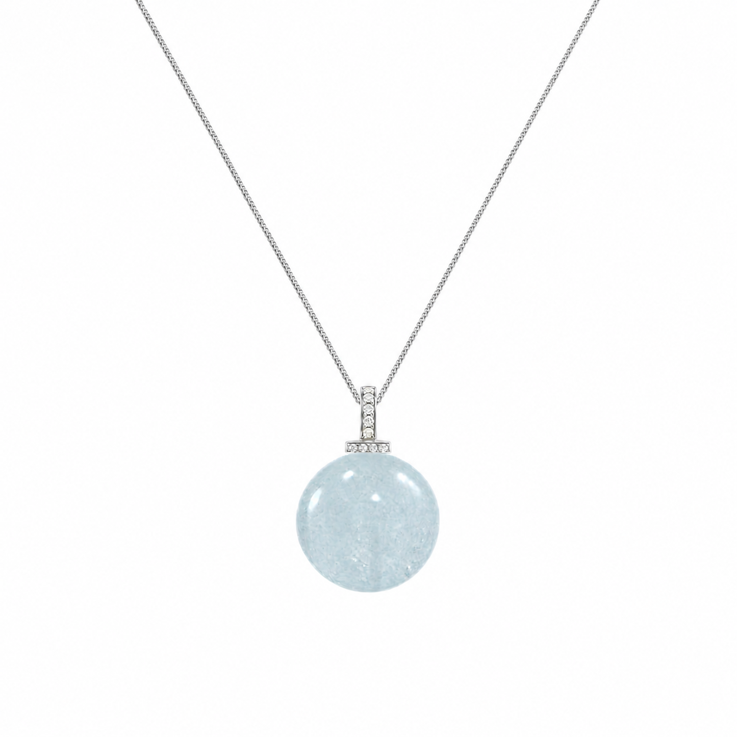 Aquamarine interchangeable pendant necklace, white-background product view