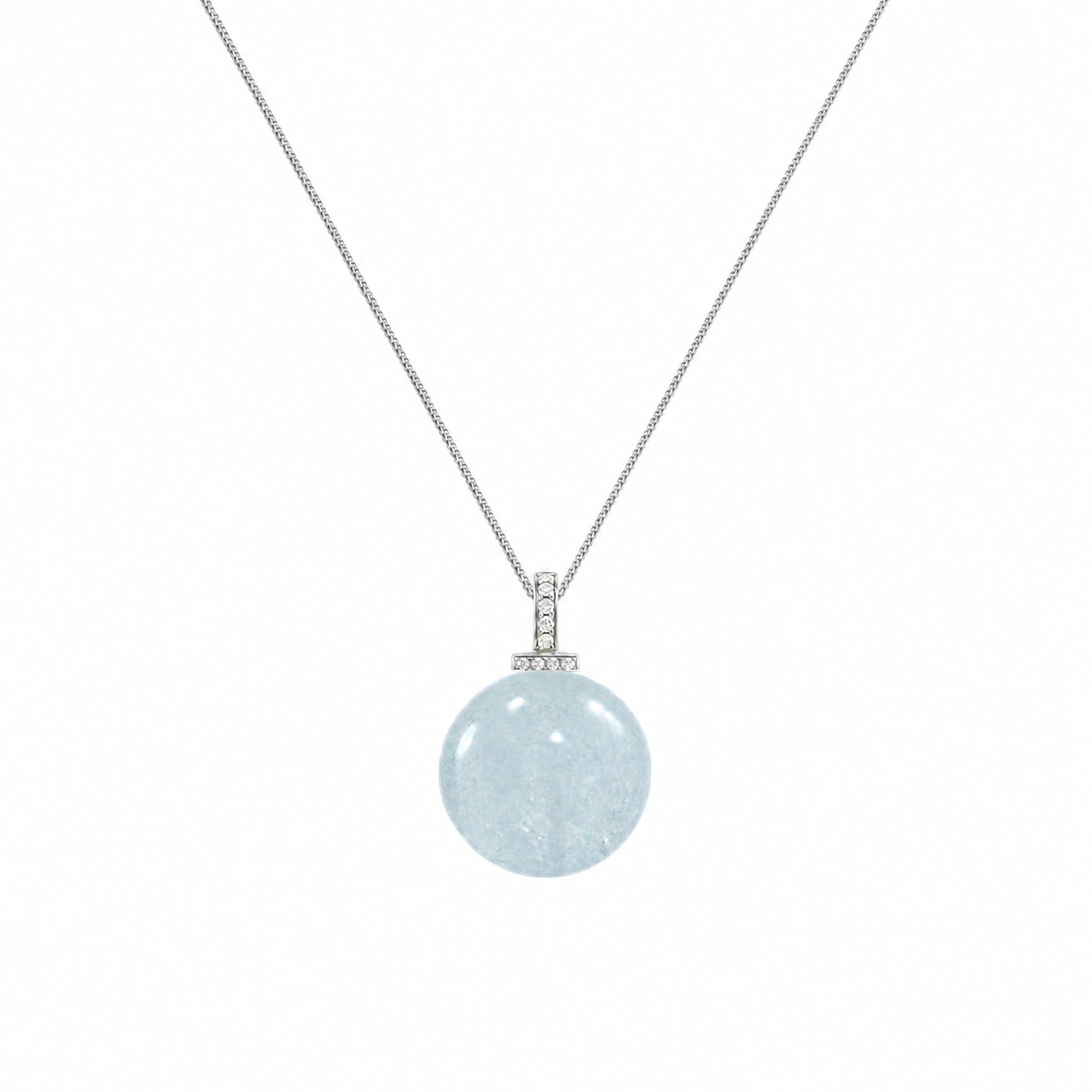 Aquamarine interchangeable pendant necklace, white-background product view