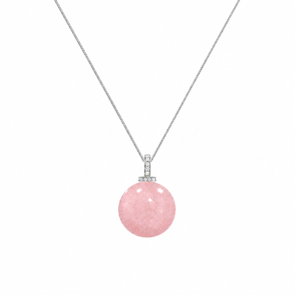 Rose Quartz interchangeable pendant necklace, white-background product view