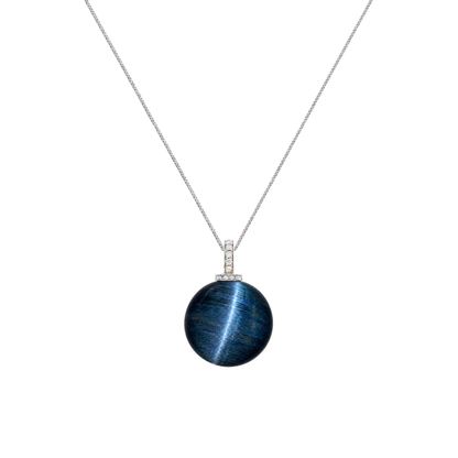 Blue Tiger’s Eye interchangeable pendant necklace, white-background product view