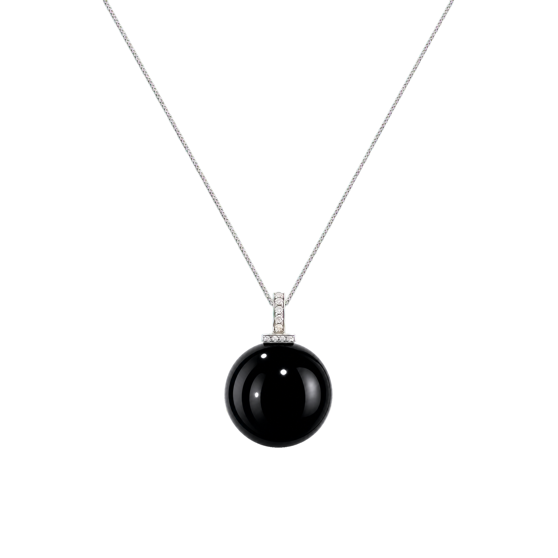 Black Obsidian interchangeable pendant necklace, white-background product view