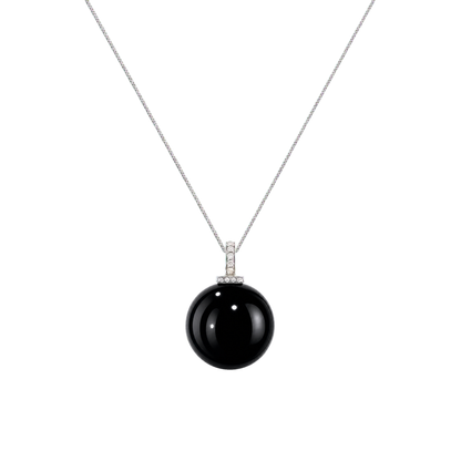 Black Obsidian interchangeable pendant necklace, white-background product view