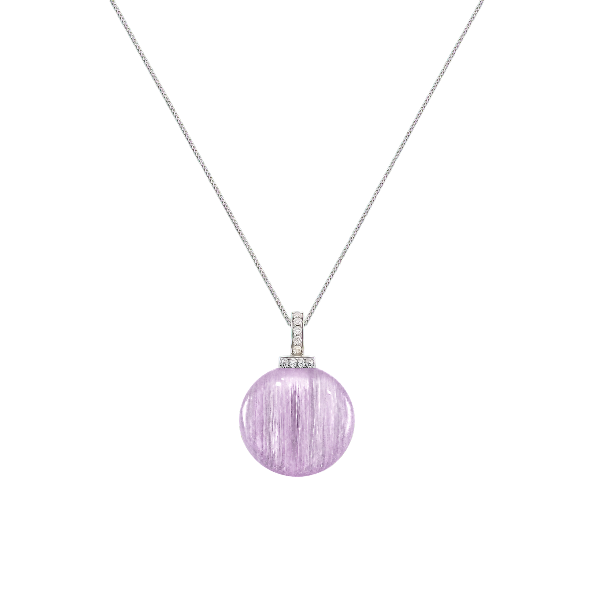 Kunzite interchangeable pendant necklace, white-background product view