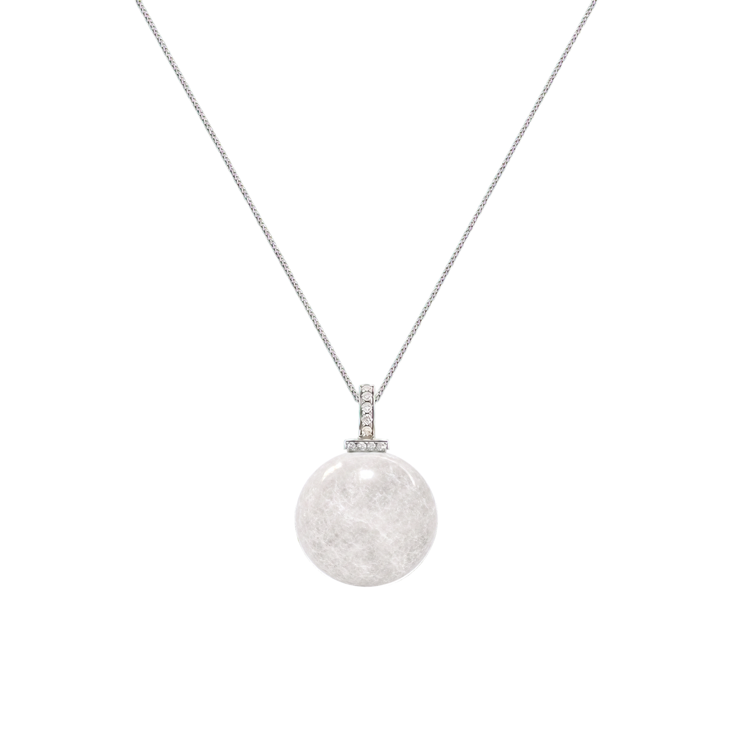 White Phantom Quartz interchangeable pendant necklace, white-background product view