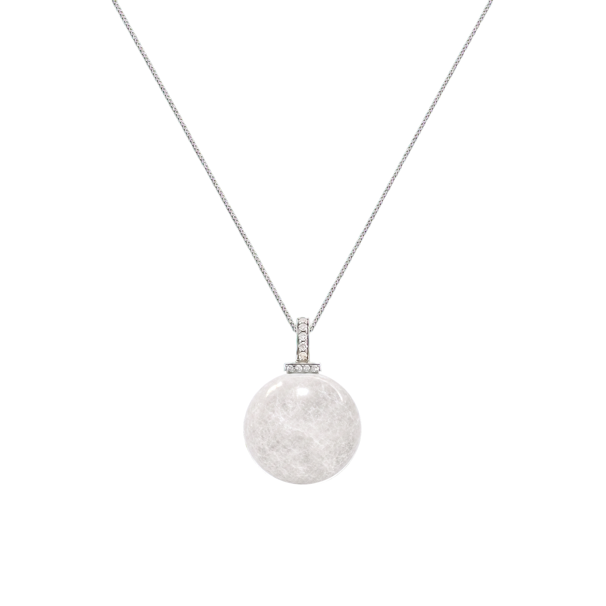 White Phantom Quartz interchangeable pendant necklace, white-background product view