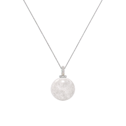 White Phantom Quartz interchangeable pendant necklace, white-background product view
