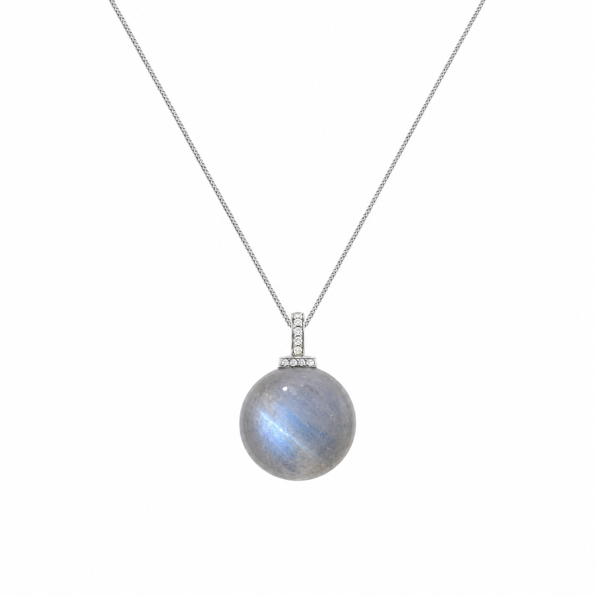 Gray Moonstone interchangeable pendant necklace, white-background product view