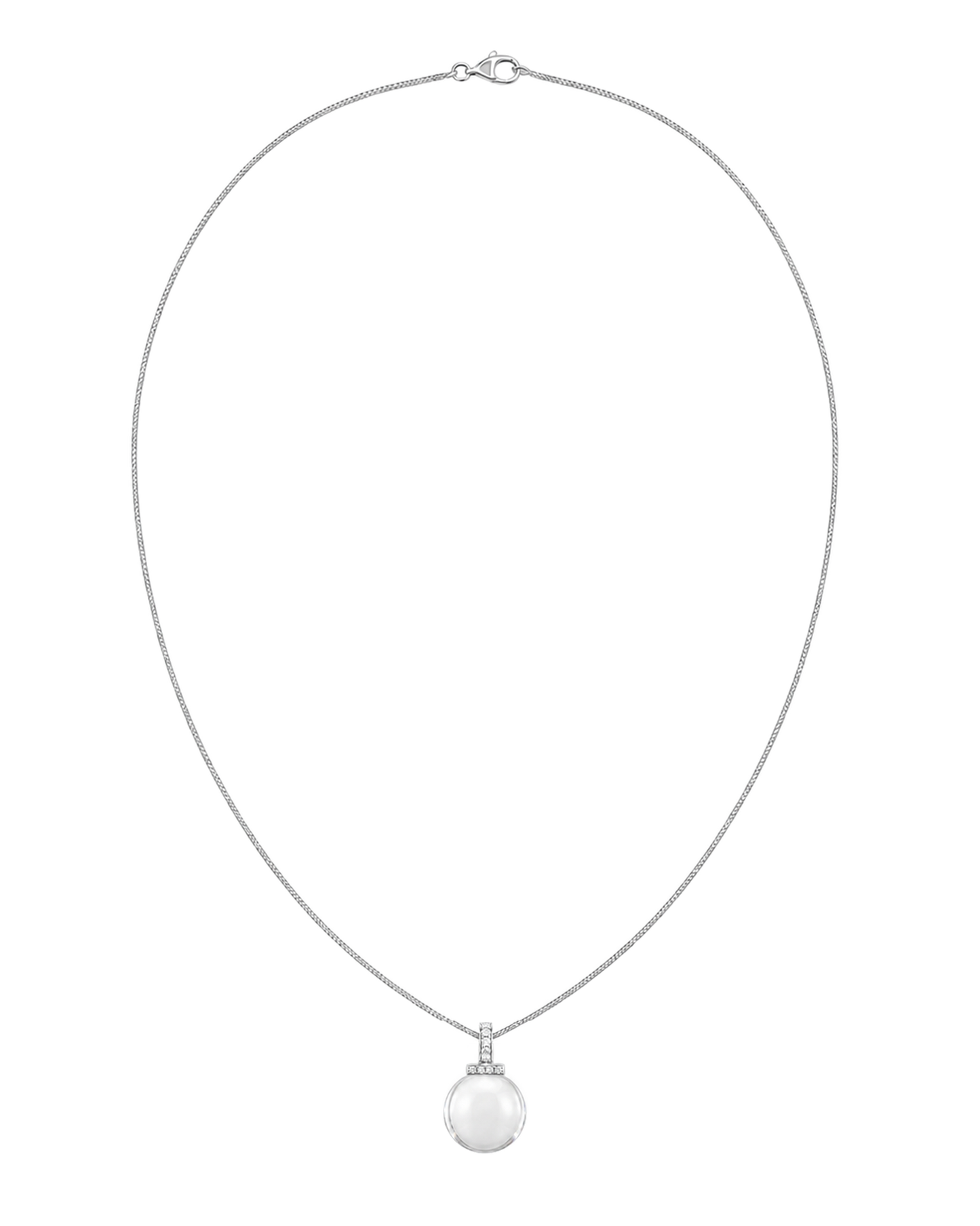 Clear quartz interchangeable pendant necklace, full 18 inch necklace on transparent background