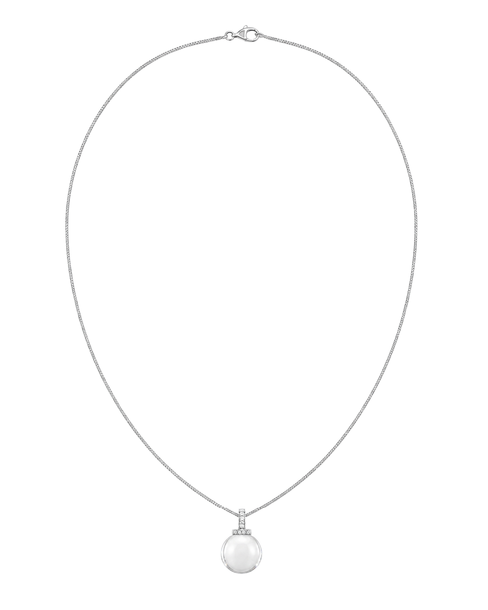 Clear quartz interchangeable pendant necklace, full 18 inch necklace on transparent background