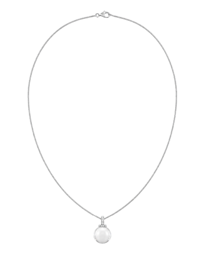 Clear quartz interchangeable pendant necklace, full 18 inch necklace on transparent background