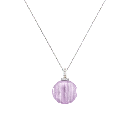 Kunzite interchangeable pendant necklace, front transparent pendant close-up