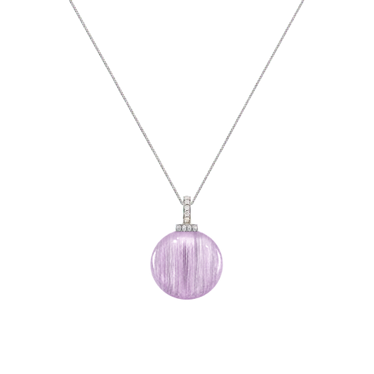 Kunzite interchangeable pendant necklace, front transparent pendant close-up