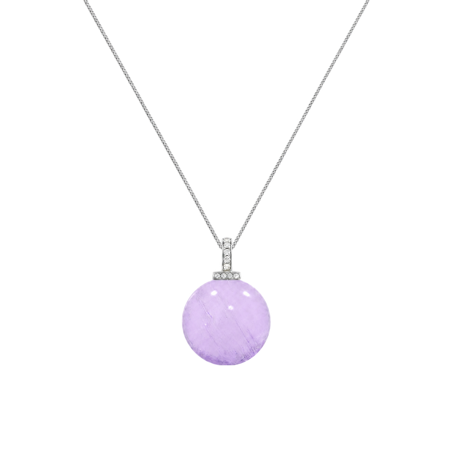 Bolivian Amethyst interchangeable pendant necklace, front transparent pendant close-up