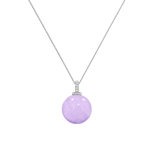 Bolivian Amethyst interchangeable pendant necklace, front transparent pendant close-up