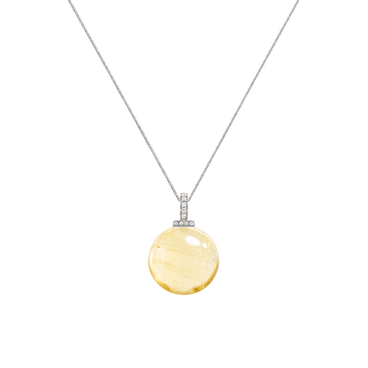 Lemon Citrine interchangeable pendant necklace, front transparent pendant close-up