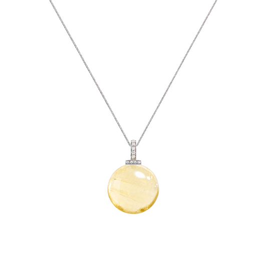 Lemon Citrine interchangeable pendant necklace, front transparent pendant close-up