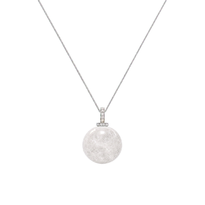 White Phantom Quartz interchangeable pendant necklace, front transparent pendant close-up