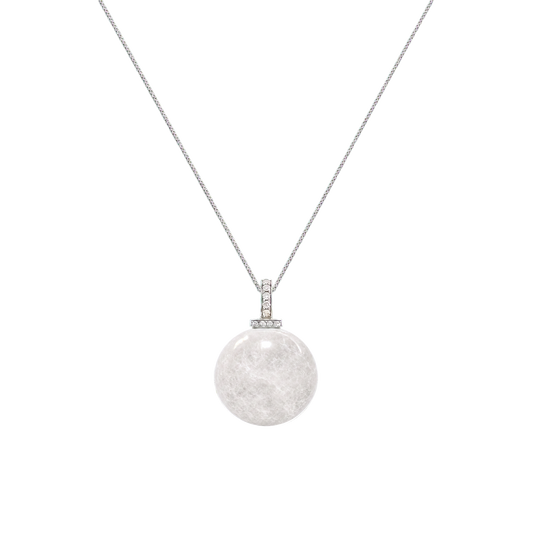 White Phantom Quartz interchangeable pendant necklace, front transparent pendant close-up
