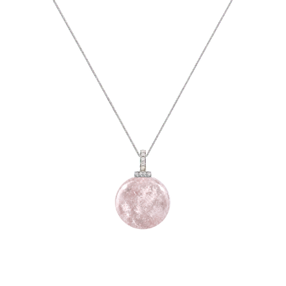 Snow Phantom Quartz interchangeable pendant necklace, front transparent pendant close-up