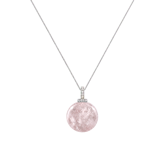 Snow Phantom Quartz interchangeable pendant necklace, front transparent pendant close-up