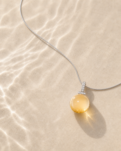 Citrine interchangeable pendant necklace, crystal still-life detail