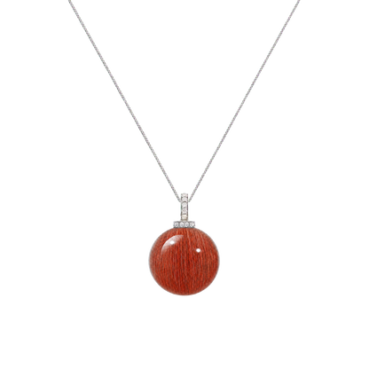 Red Rabbit Hair Quartz interchangeable pendant necklace, front transparent pendant close-up