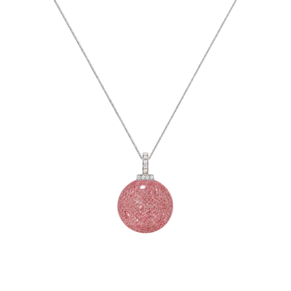 Strawberry Quartz interchangeable pendant necklace, front transparent pendant close-up