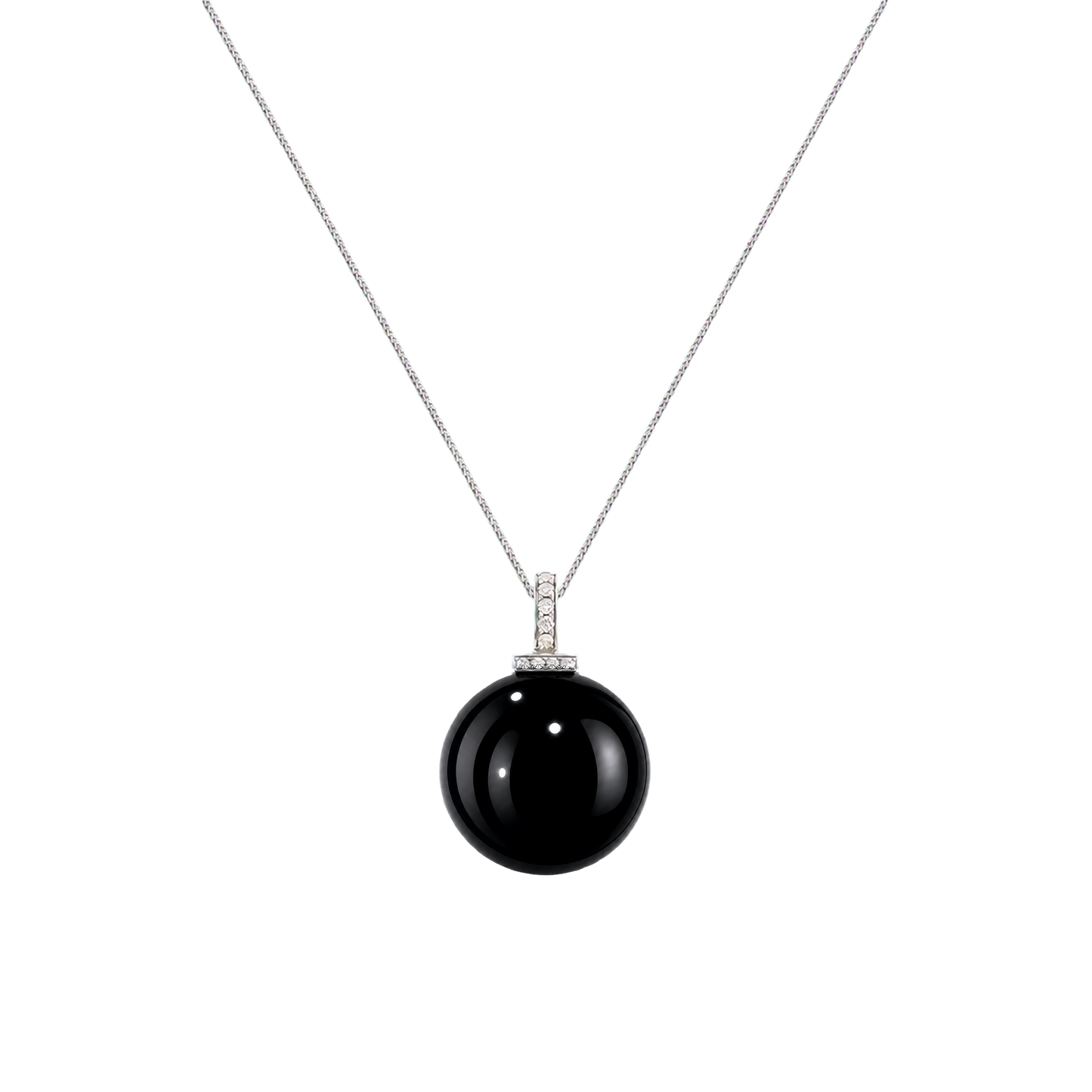 Black Obsidian interchangeable pendant necklace, front transparent pendant close-up