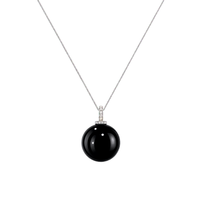 Black Obsidian interchangeable pendant necklace, front transparent pendant close-up