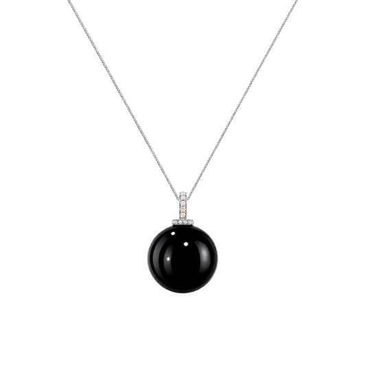 Black Obsidian interchangeable pendant necklace, front transparent pendant close-up