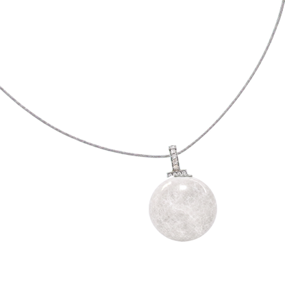 White Phantom Quartz interchangeable pendant necklace, white-background product view