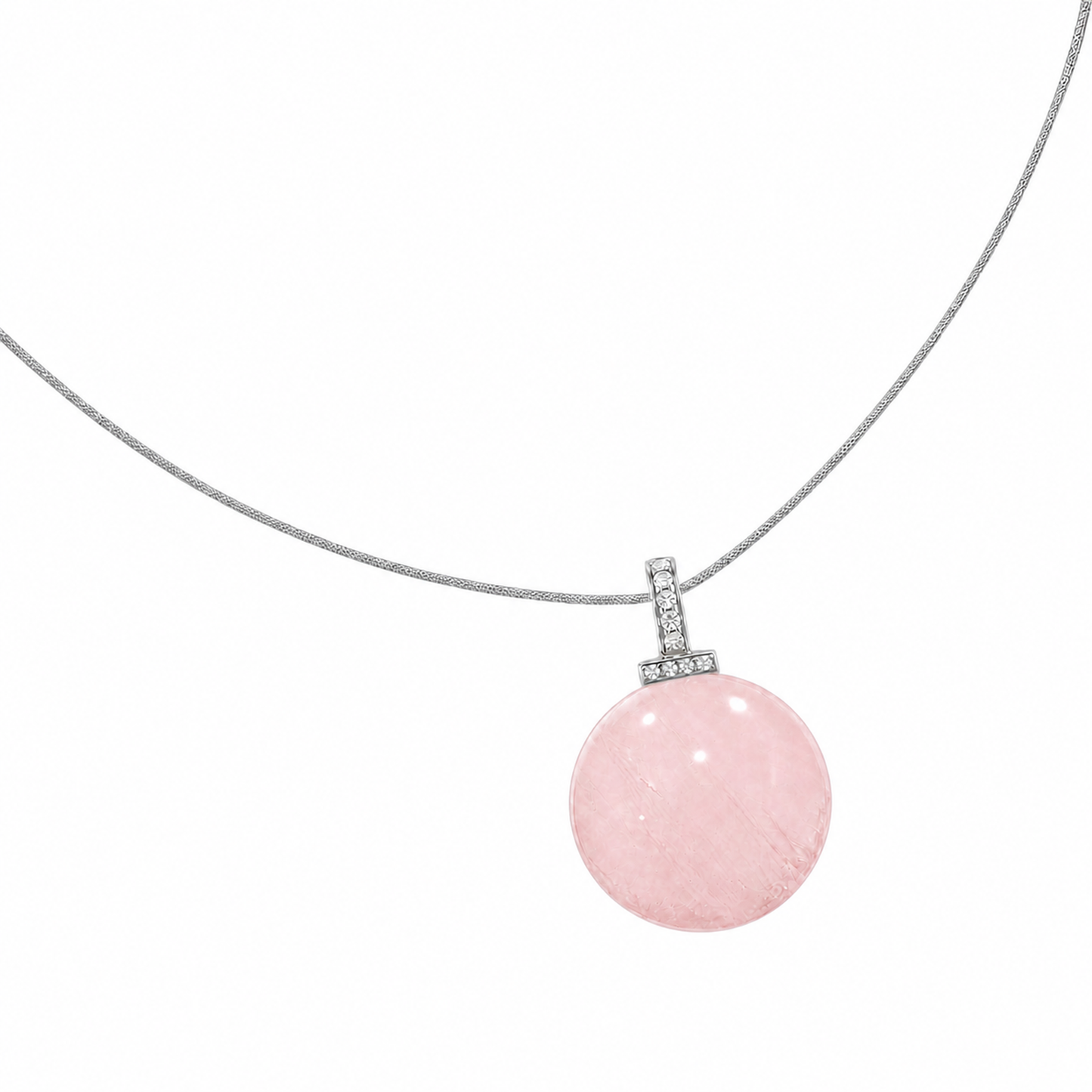 Rose Quartz interchangeable pendant necklace, white-background product view
