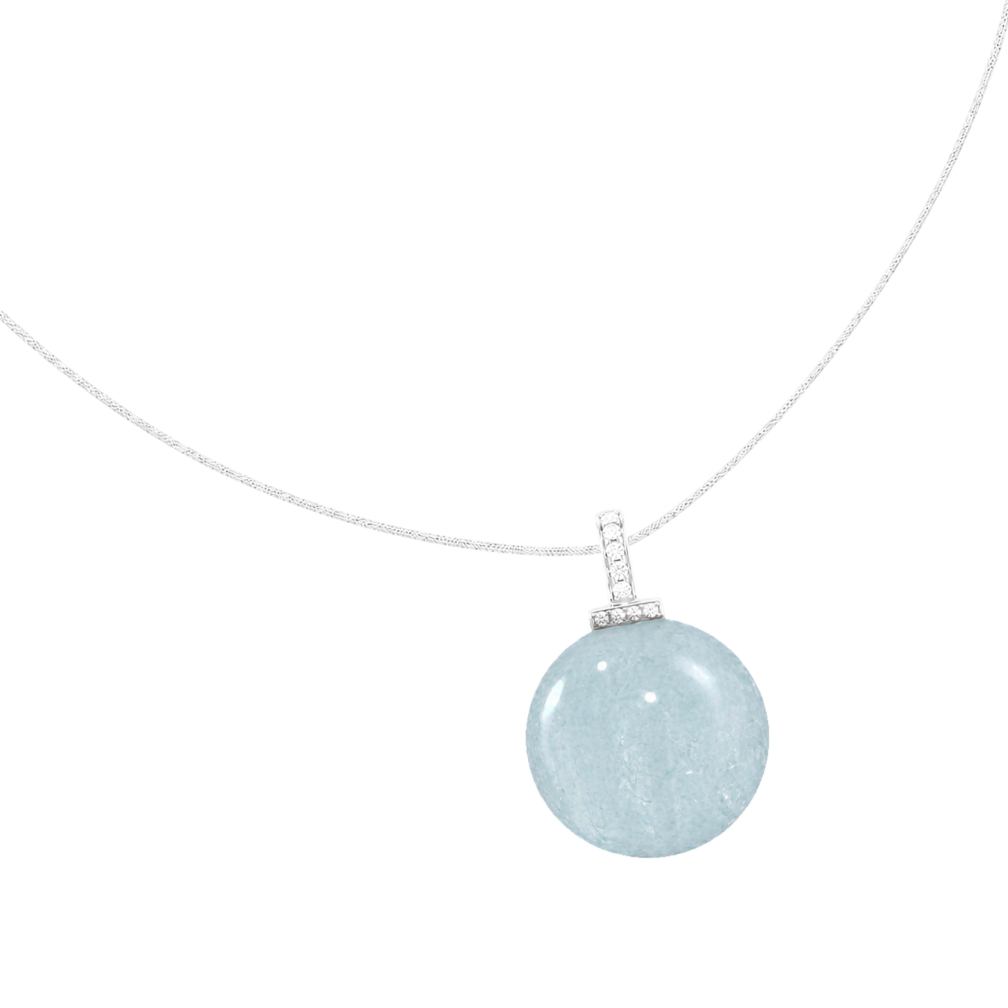 Aquamarine interchangeable pendant necklace, white-background product view