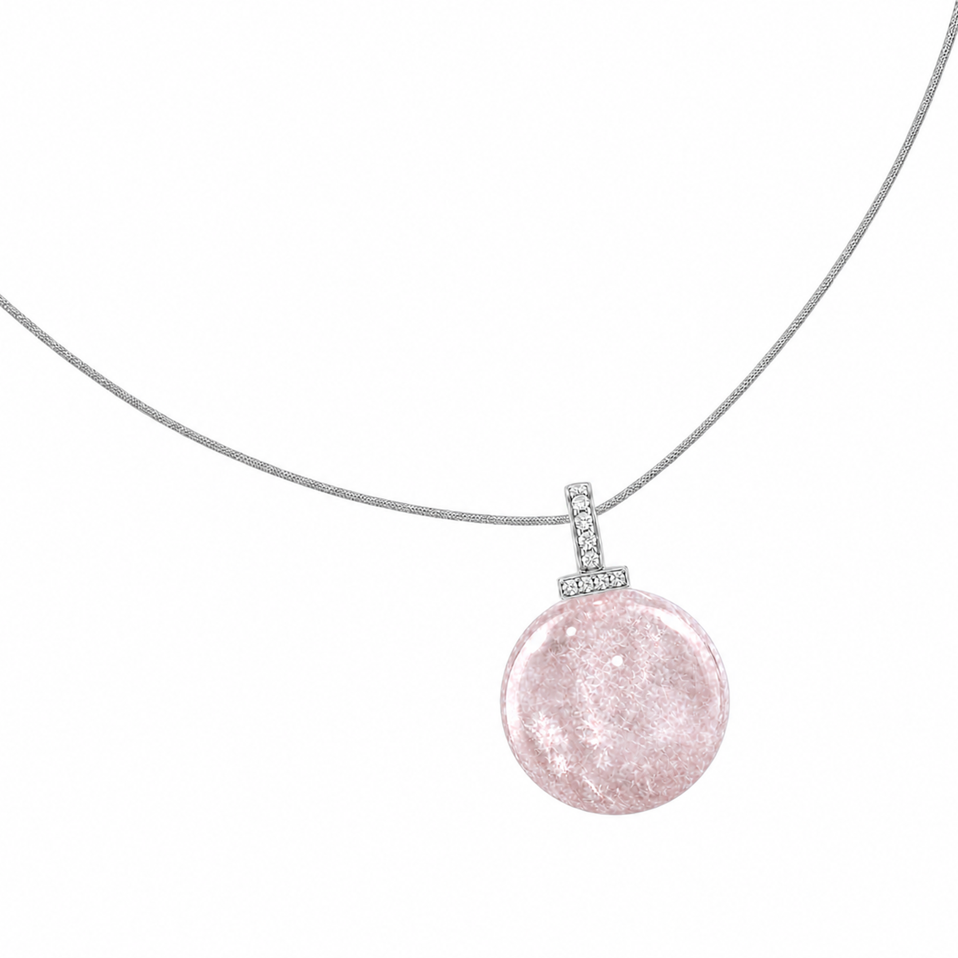 Snow Phantom Quartz interchangeable pendant necklace, white-background product view