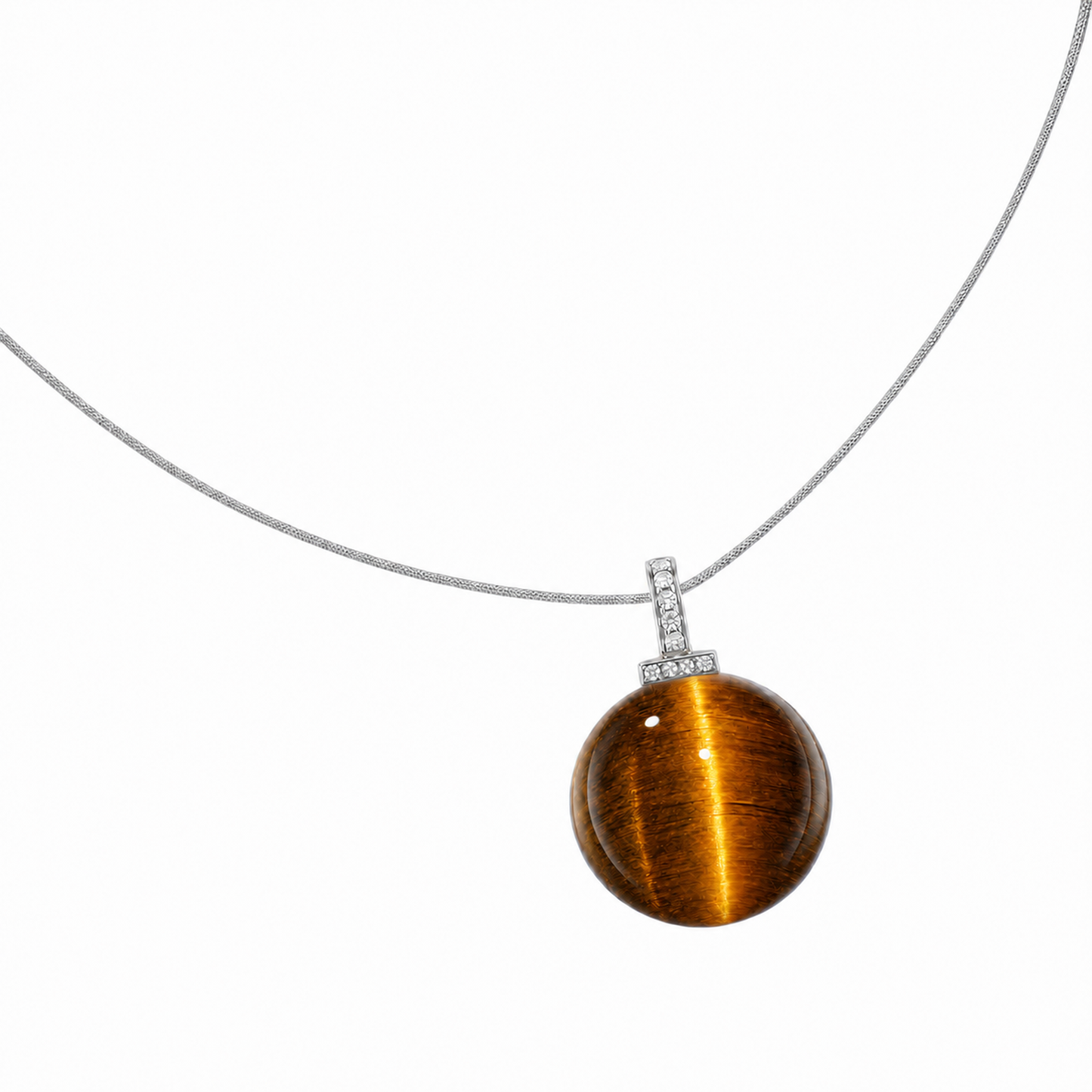 Yellow Tiger’s Eye interchangeable pendant necklace, white-background product view
