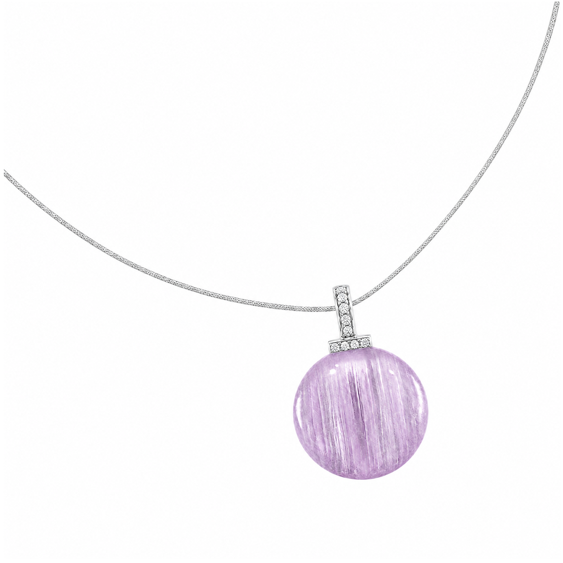 Kunzite interchangeable pendant necklace, white-background product view