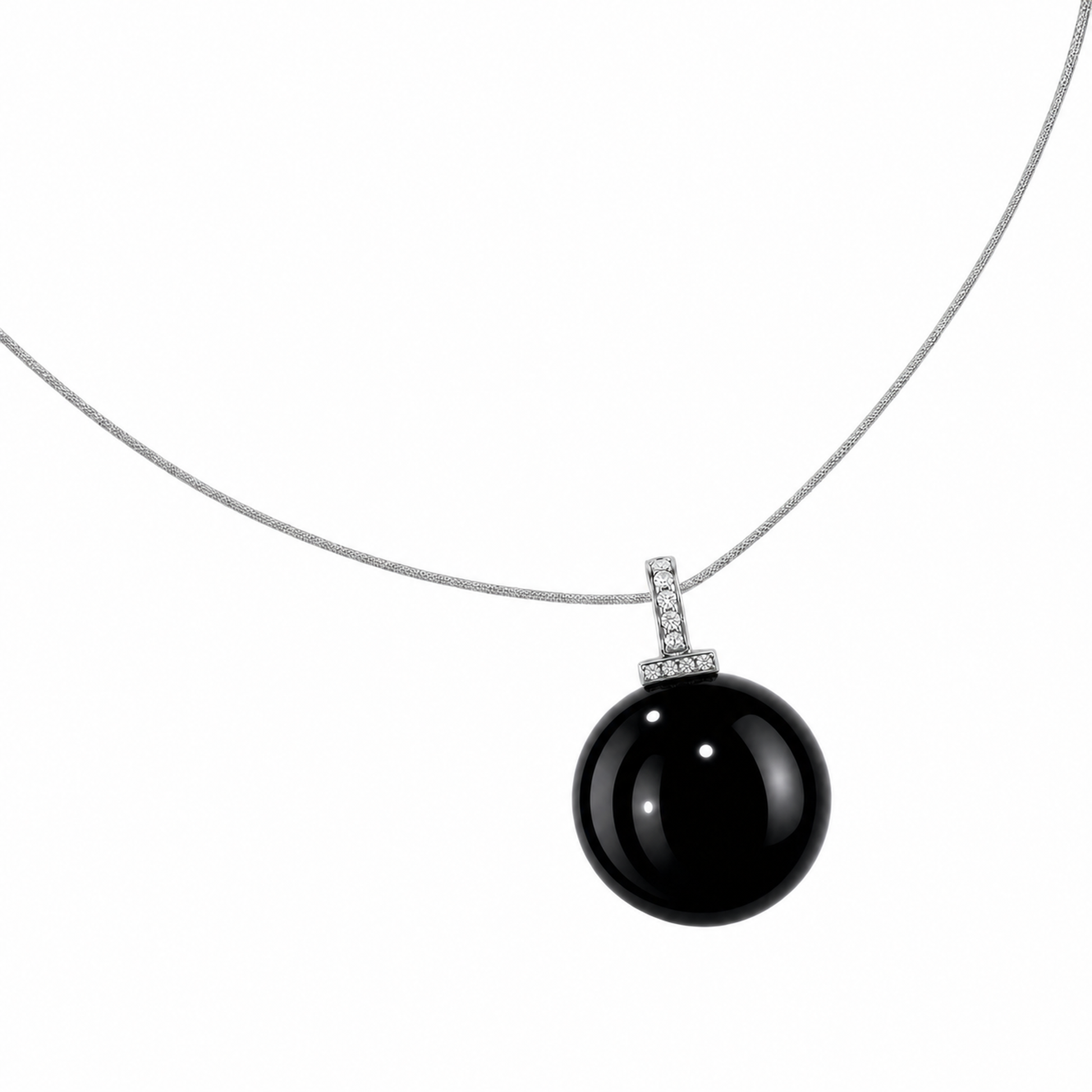 Black Obsidian interchangeable pendant necklace, white-background product view