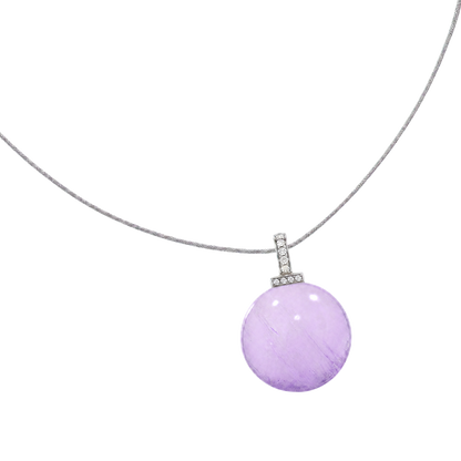 Bolivian Amethyst interchangeable pendant necklace, angled transparent pendant close-up