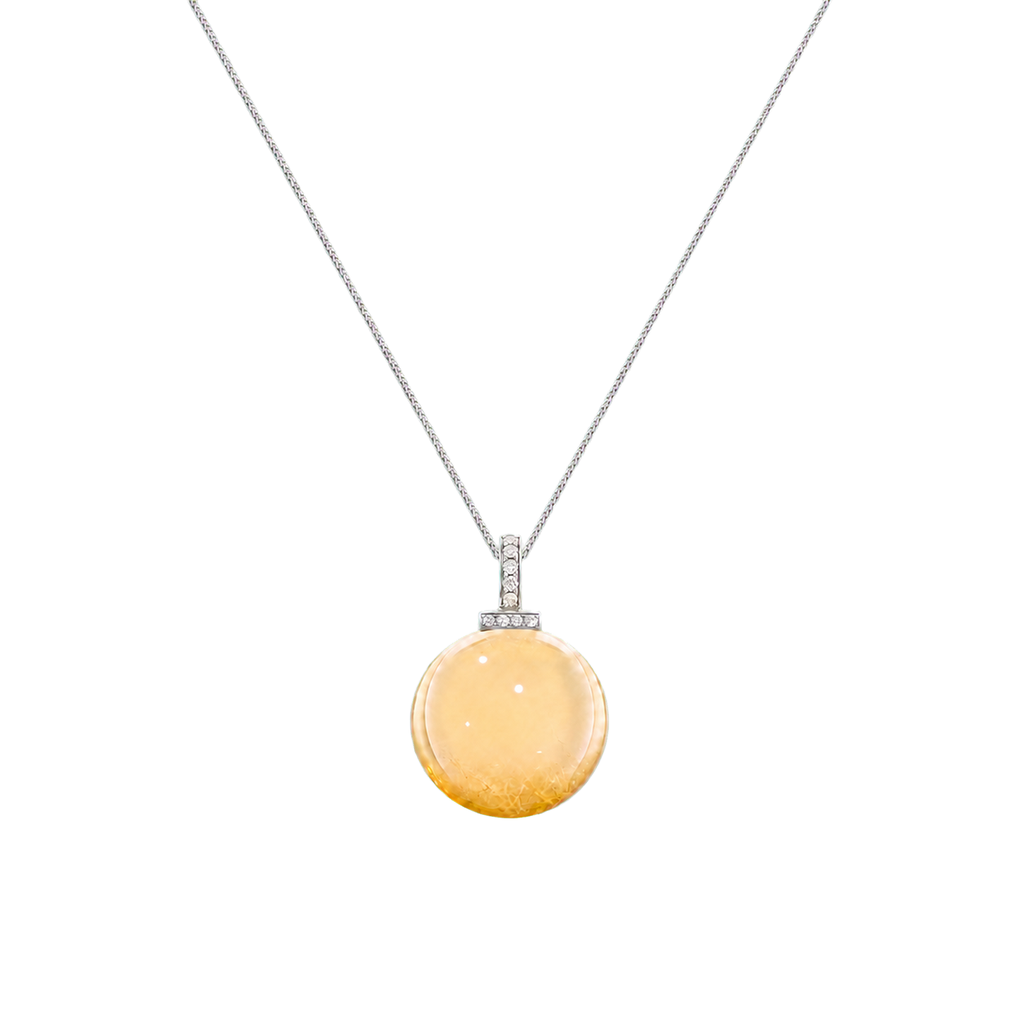 Citrine interchangeable pendant necklace, front transparent pendant close-up