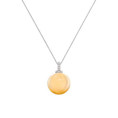 Citrine interchangeable pendant necklace, front transparent pendant close-up