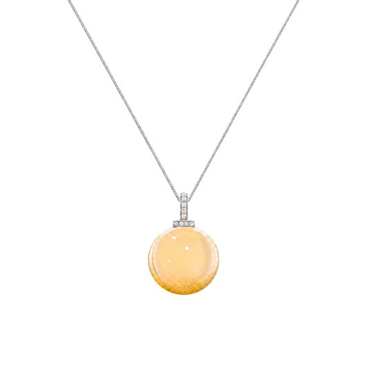Citrine interchangeable pendant necklace, front transparent pendant close-up