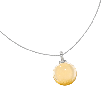 Citrine interchangeable pendant necklace, angled transparent pendant close-up
